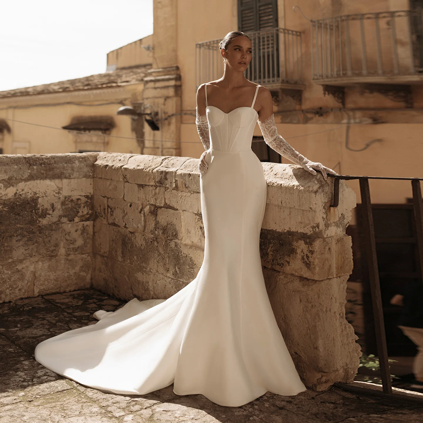 Sharon Said 2025 Modern Sweetheart Mermaid Off White Satin Wedding Dress Corset Long Lace Gloves Bridal Gown SW300 Customized
Sharon Said 2025 Modern Sweetheart Mermaid Off White Satin Wedding Dress Corset Long Lace Gloves Bridal Gown SW300 Customized
