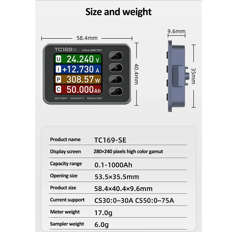ABSQ-высокоточный измеритель кулона с цветным экраном TC169SE Измеритель напряжения и тока батареи Тестер емкости литиевой батареи
ABSQ-высокоточный измеритель кулона с цветным экраном TC169SE Измеритель напряжения и тока батареи Тестер емкости литиевой батареи