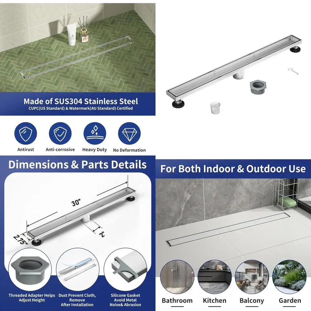 30 Brushed Stainless Steel Shower Floor Drain with Tiled Insert and Hair Strainer, 2-in-1 Tiled Drain, CUPC Certified
30 Brushed Stainless Steel Shower Floor Drain with Tiled Insert and Hair Strainer, 2-in-1 Tiled Drain, CUPC Certified