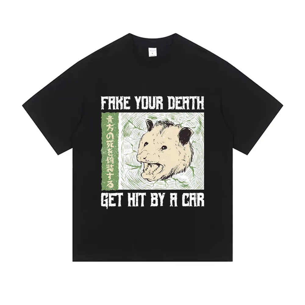 Funny Fake Your Death Get Hit By A Car T-shirt Japanese Style Rat Graphic T Shirts Men Women Fashion Casual Humor Short Sleeve
Funny Fake Your Death Get Hit By A Car T-shirt Japanese Style Rat Graphic T Shirts Men Women Fashion Casual Humor Short Sleeve