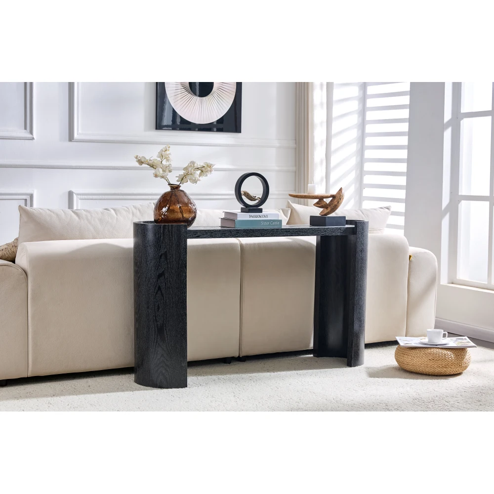Black curved foyer table - Black wood grain minimalist entrance small space living room sofa side table
Black curved foyer table - Black wood grain minimalist entrance small space living room sofa side table