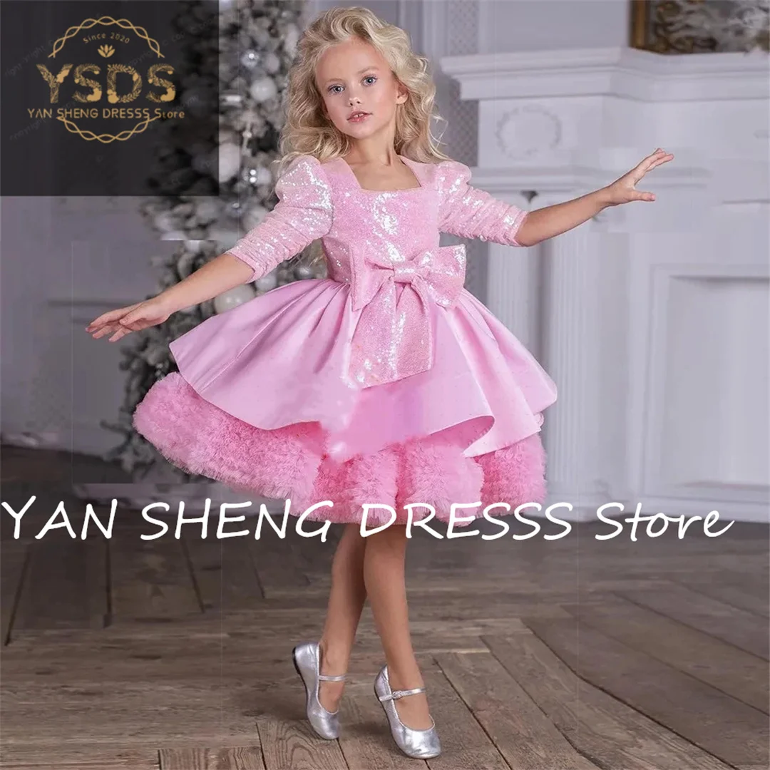 Pink Flower Girl Dress Half Sleeve Tiered Tulle Birthday Party Wedding Dress Satin Baby Kids Pageant Communion Ball Gown
Pink Flower Girl Dress Half Sleeve Tiered Tulle Birthday Party Wedding Dress Satin Baby Kids Pageant Communion Ball Gown