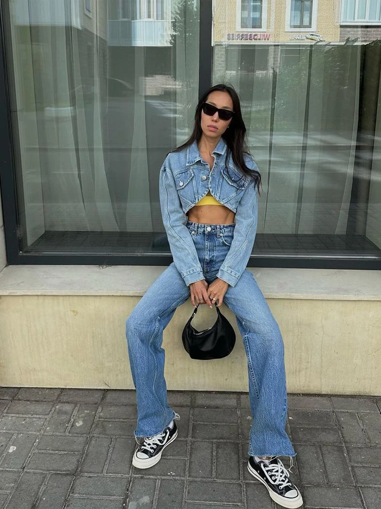 Women Light Blue Irregular Hem Buttoned Cropped Denim Jacket Casual Long-sleeve Outerwear 2026 New Cusual Streetwear Party Coat
Women Light Blue Irregular Hem Buttoned Cropped Denim Jacket Casual Long-sleeve Outerwear 2026 New Cusual Streetwear Party Coat