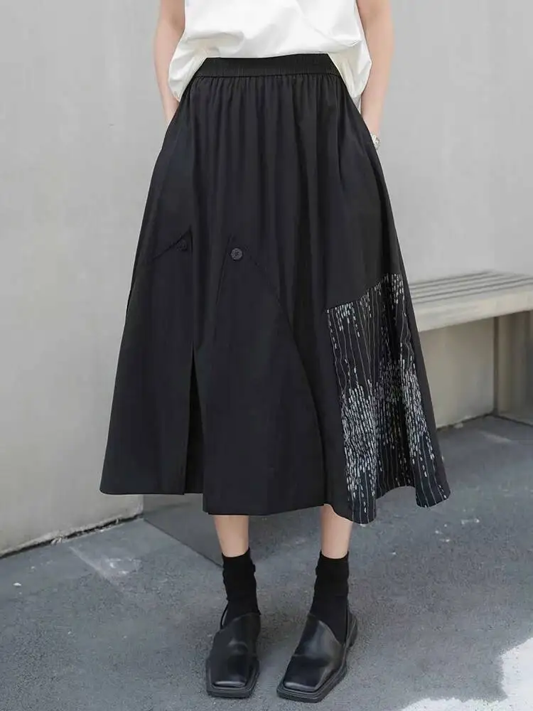 High Elastic Waist Black Button Embroidery A-line Half-body Skirt Women Fashion Tide New Spring Autumn
High Elastic Waist Black Button Embroidery A-line Half-body Skirt Women Fashion Tide New Spring Autumn