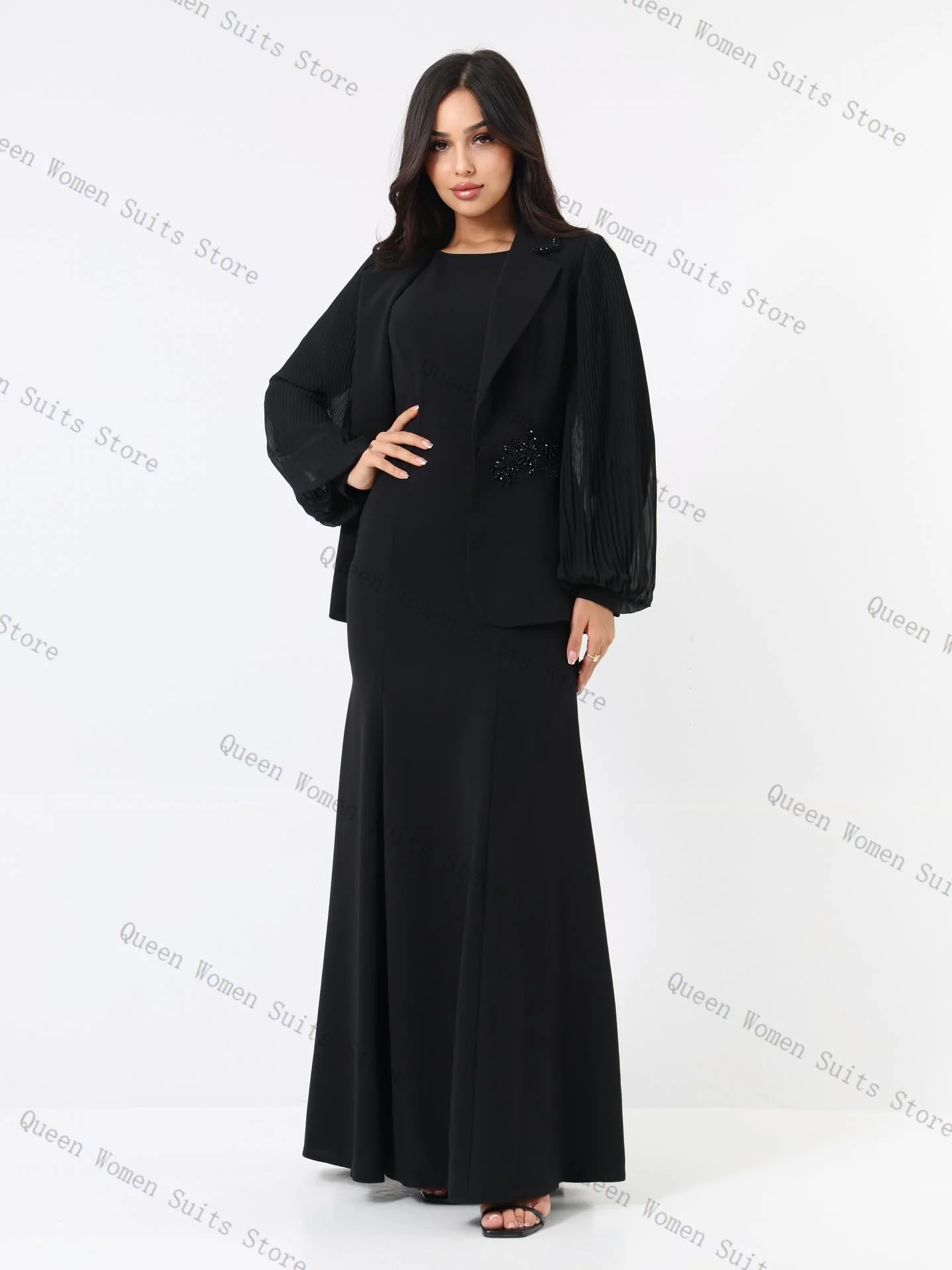 Black White Women Suit Set 2 Piece Beaded Blazer+Prom Dress Formal Office Lady Jacket Ruffles Wedding Guest Coat Customized
Black White Women Suit Set 2 Piece Beaded Blazer+Prom Dress Formal Office Lady Jacket Ruffles Wedding Guest Coat Customized