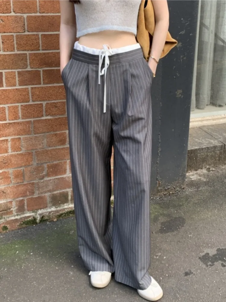 Retro Color Block Drawstring Waist Stripe High Waist Wide Leg Casual Pants Long Trousers Women Korean Style Spring Autumn Winter
Retro Color Block Drawstring Waist Stripe High Waist Wide Leg Casual Pants Long Trousers Women Korean Style Spring Autumn Winter