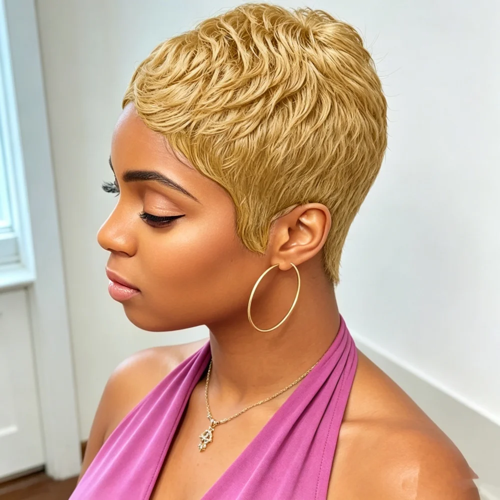 Honey Blonde 150% Density Straight Short Human Hair Full Machine Wig with Bangs
Honey Blonde 150% Density Straight Short Human Hair Full Machine Wig with Bangs