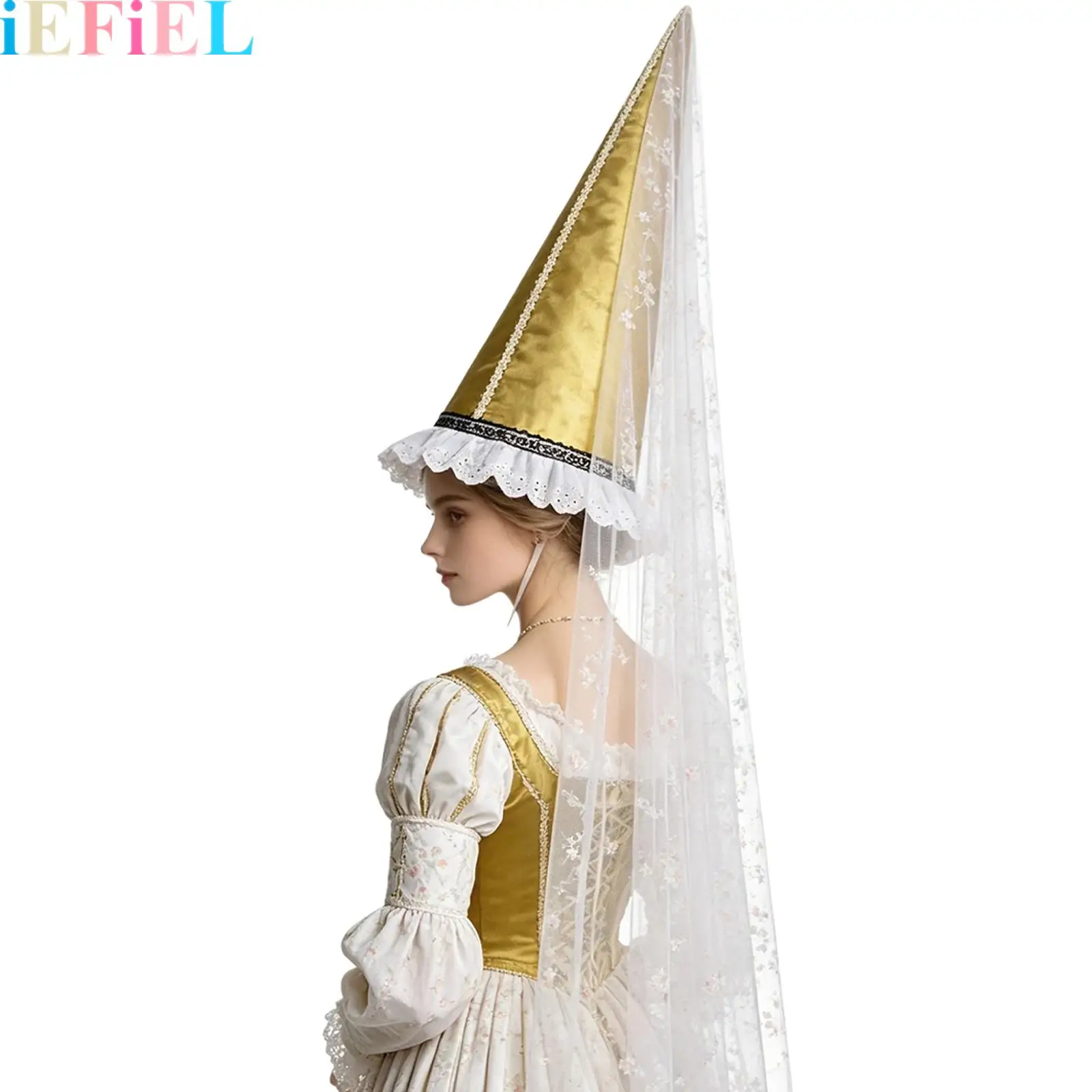 Medieval Renaissance Hat with Veil Cone Pointy Hat Lace Trim Faux Pearls Decor Hat for Womens Halloween Renaissance Party
Medieval Renaissance Hat with Veil Cone Pointy Hat Lace Trim Faux Pearls Decor Hat for Womens Halloween Renaissance Party