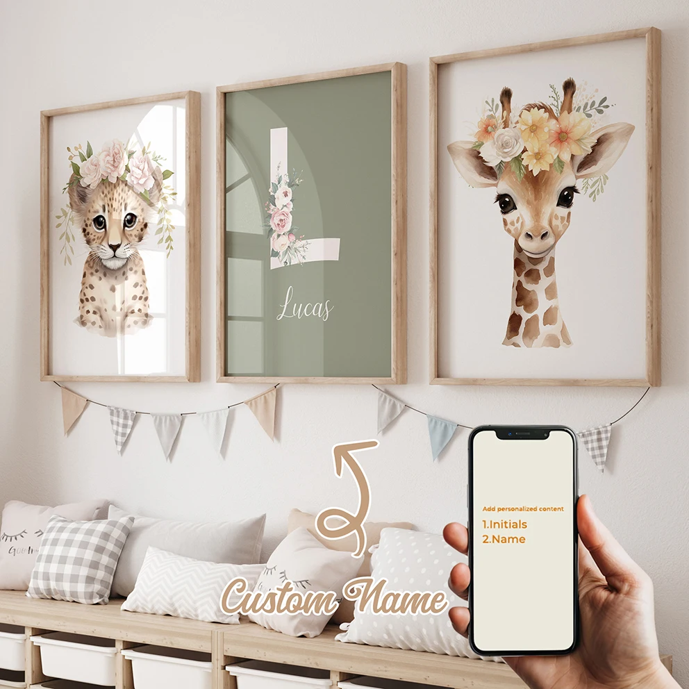 Garland Leopard Giraffe 3pcs Personalized Name Custom Wall Art Prints Canvas Painting Poster Picture For Living Room Home Decor
Garland Leopard Giraffe 3pcs Personalized Name Custom Wall Art Prints Canvas Painting Poster Picture For Living Room Home Decor
