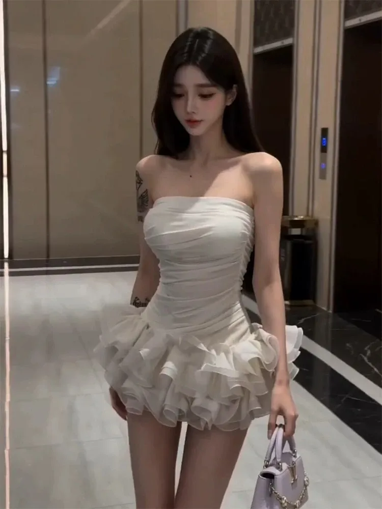 Pure Desire White Bridesmaid Dress Women's Summer Slimming Puffy Short Skirt Pleated Waist Cinching French Style No Sleeve
Pure Desire White Bridesmaid Dress Women's Summer Slimming Puffy Short Skirt Pleated Waist Cinching French Style No Sleeve