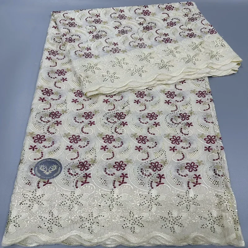 Высококачественная швейцарская кружевная ткань, вышивка сухим кружевом, африканская ткань из 100% хлопка, швейцарская вуаль, стиль Дубая, 5 ярдов 10L1080601
Высококачественная швейцарская кружевная ткань, вышивка сухим кружевом, африканская ткань из 100% хлопка, швейцарская вуаль, стиль Дубая, 5 ярдов 10L1080601
