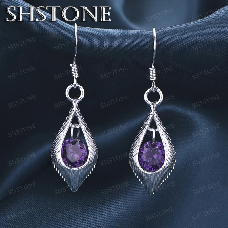 European American Popular Jewelry 925 Sterling Silver Rhombus Purple Zircon Drop Earrings Women Wedding Party Gifts Accessories
European American Popular Jewelry 925 Sterling Silver Rhombus Purple Zircon Drop Earrings Women Wedding Party Gifts Accessories