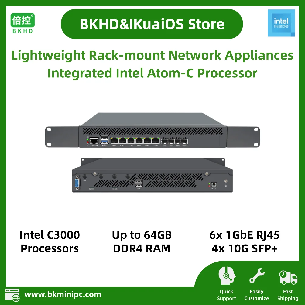 Легкий сетевой прибор с процессором серии Intel Atom C3000 6x1GbE и 4x10G SFP для сервера Firewall OTS-1310NP-6L4S
Легкий сетевой прибор с процессором серии Intel Atom C3000 6x1GbE и 4x10G SFP для сервера Firewall OTS-1310NP-6L4S