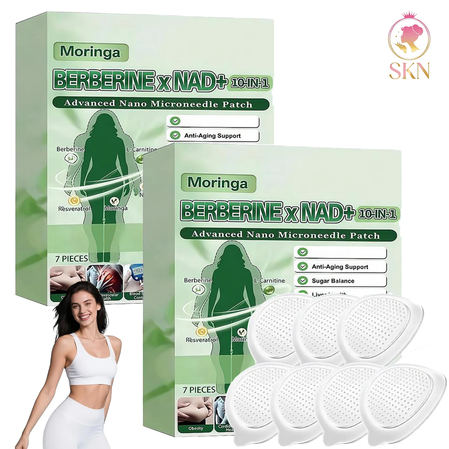 Moringa 10in1 Nano Microdarts Firming Patch NAD+ Body Weight Loss Sticker Natural Skin Figure Line Care Patchs for Women Men
Moringa 10in1 Nano Microdarts Firming Patch NAD+ Body Weight Loss Sticker Natural Skin Figure Line Care Patchs for Women Men