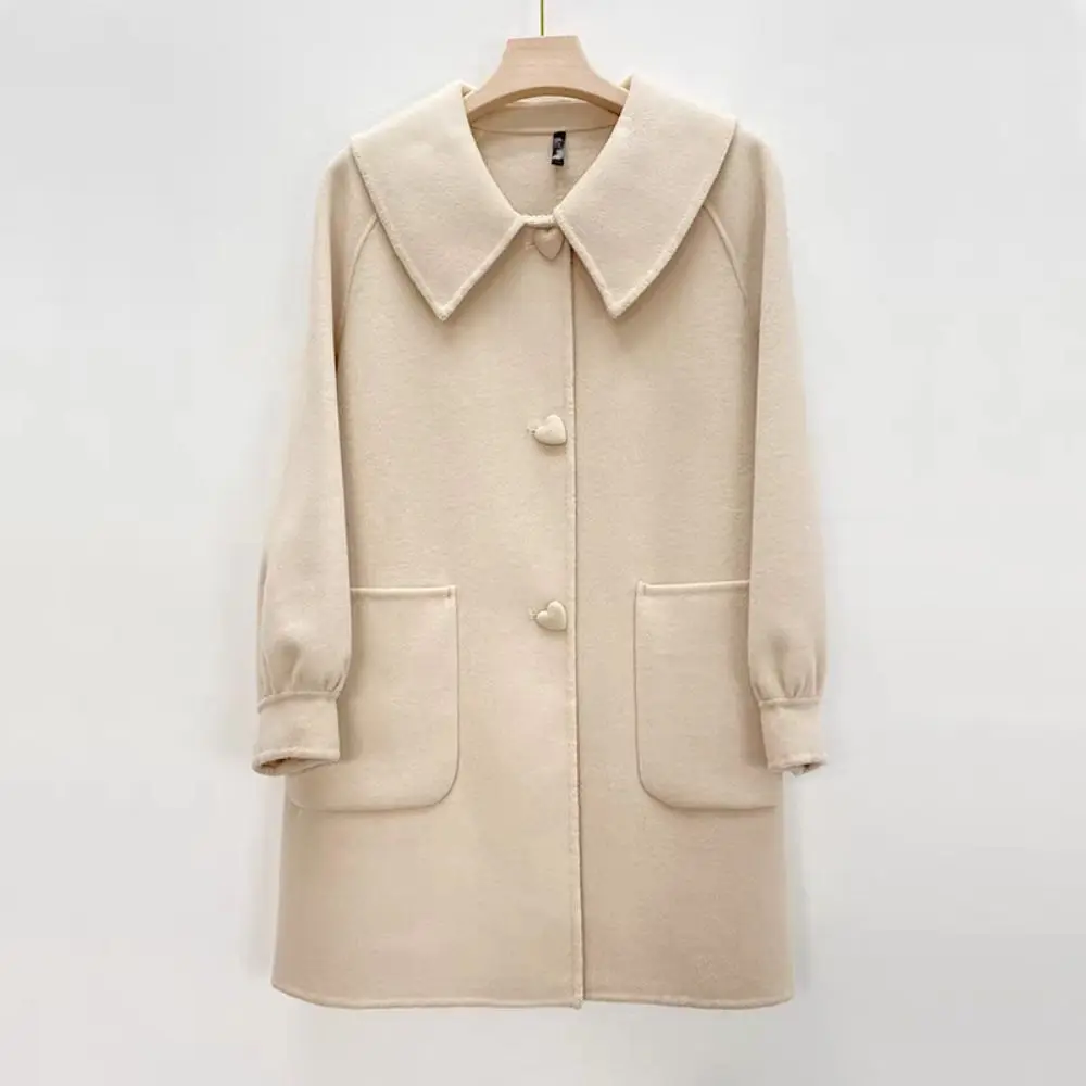 Женское шерстяное пальто средней длины с пряжкой в форме сердца, шикарный кардиган с длинными рукавами, женские топы, осенне-зимние ветрозащитные пальто
Женское шерстяное пальто средней длины с пряжкой в форме сердца, шикарный кардиган с длинными рукавами, женские топы, осенне-зимние ветрозащитные пальто