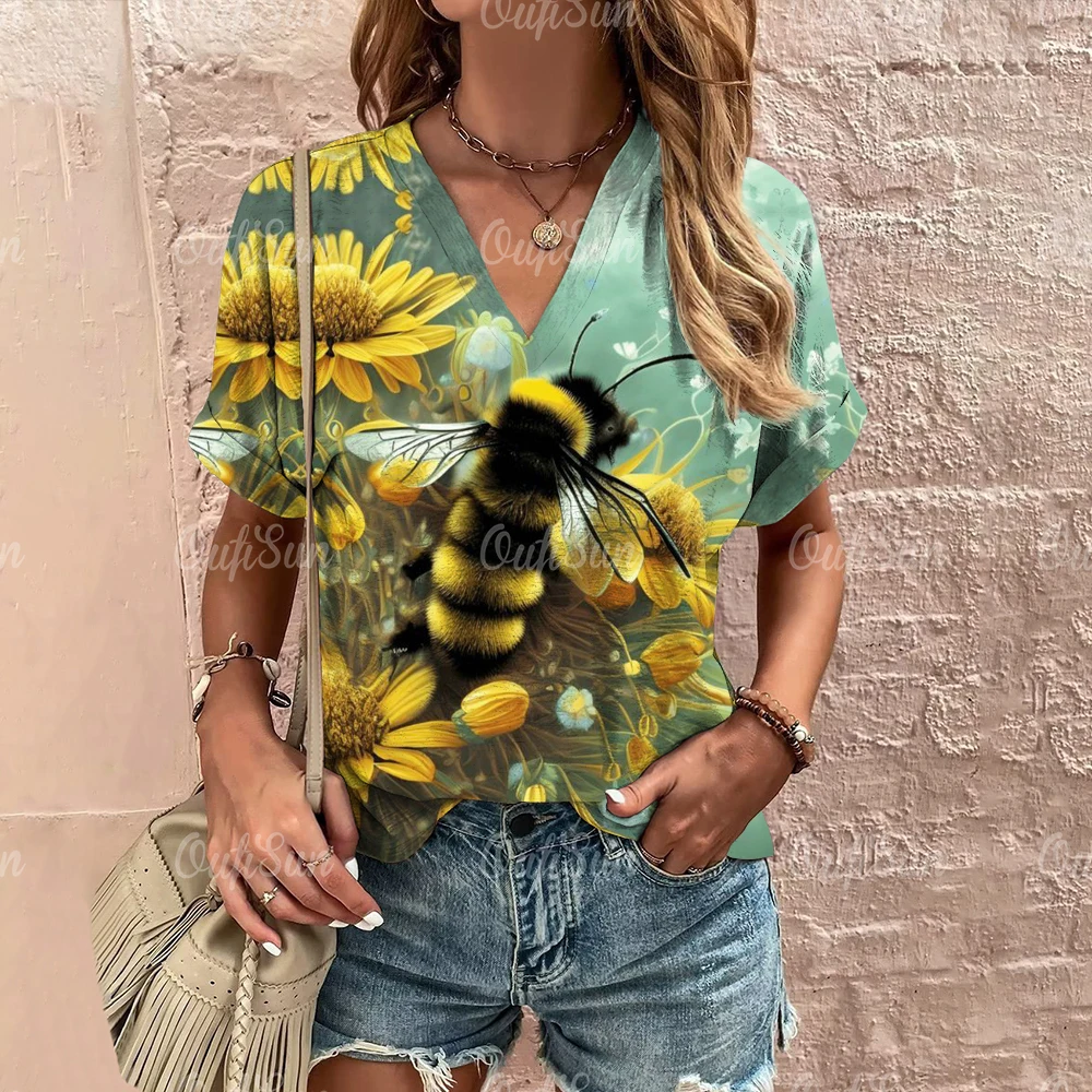 Women's T Shirt Classic Natural Scenery Print Tees Summer V-Neck Short Sleeve Ladies Tops Female Oversized Clothes Daily Blouse
Women's T Shirt Classic Natural Scenery Print Tees Summer V-Neck Short Sleeve Ladies Tops Female Oversized Clothes Daily Blouse