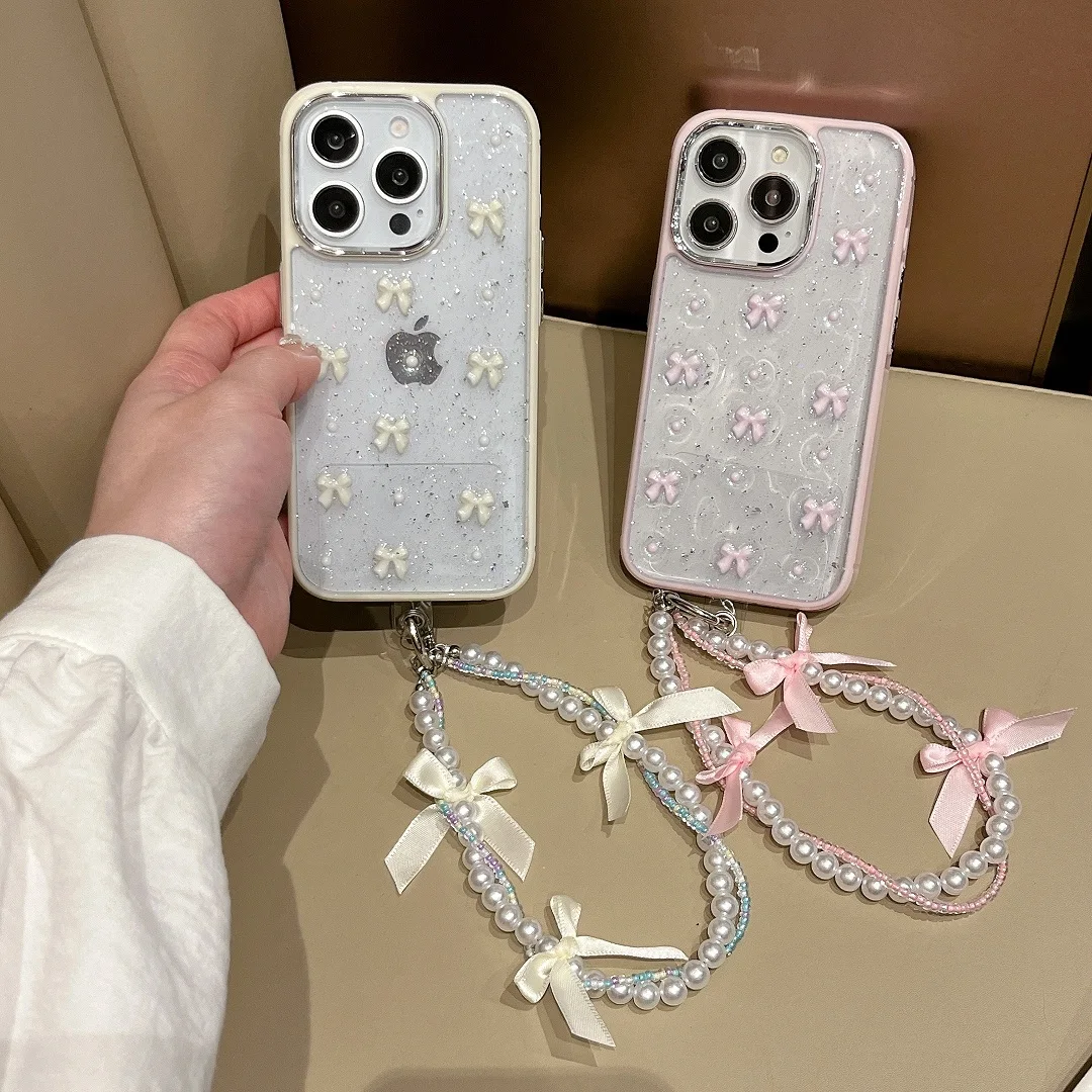 Luxury Full Screen Bowknot Glitter Case For iPhone 16 15 14 13 Pro Max Plus Shell Phone Cover With Pearl Bead Hangings Bracelet
Luxury Full Screen Bowknot Glitter Case For iPhone 16 15 14 13 Pro Max Plus Shell Phone Cover With Pearl Bead Hangings Bracelet