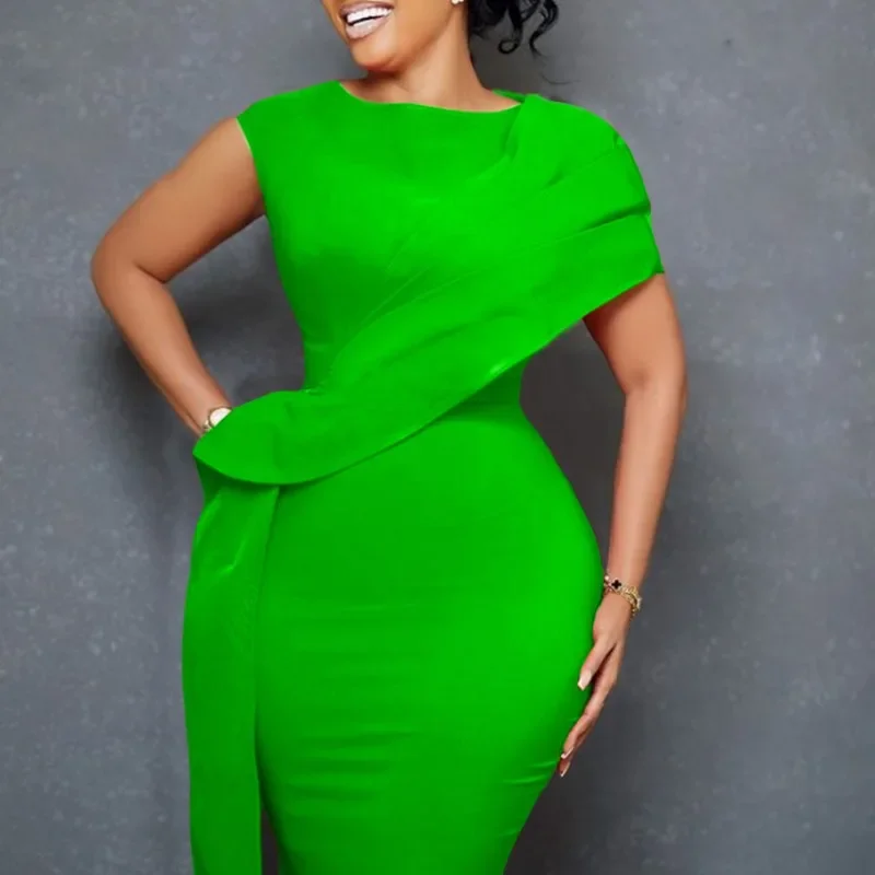 2024 Spring Summer African Women Short Sleeve O-neck Polyester Blue Green Orange Knee-length Dress African Dresses for Women
2024 Spring Summer African Women Short Sleeve O-neck Polyester Blue Green Orange Knee-length Dress African Dresses for Women