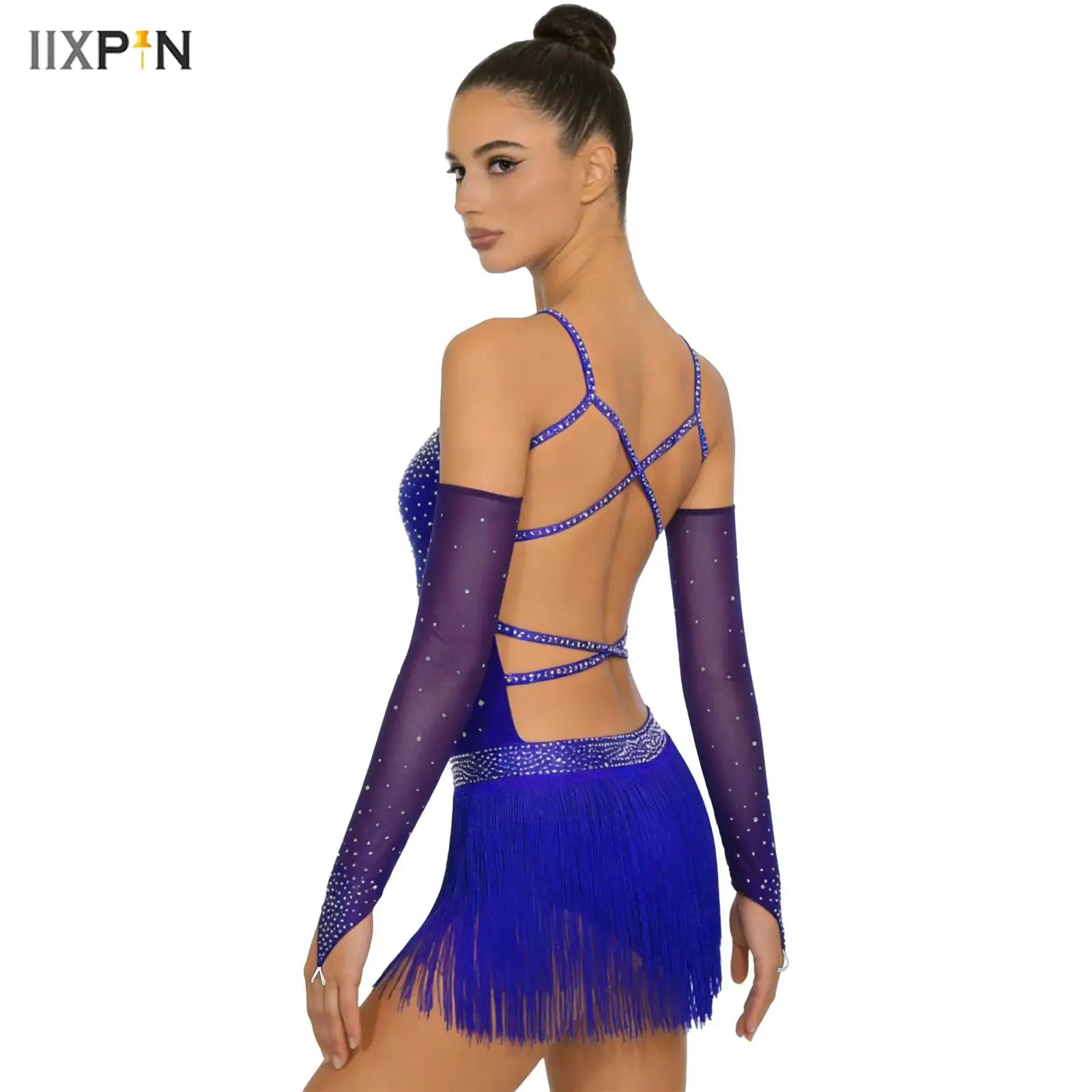 Womens Tango Latin Dance Leotard Dress Sheer Mesh Tassel Bodysuit with Gloves Elegant Latin Dress for Ballroom Dance Performance
Womens Tango Latin Dance Leotard Dress Sheer Mesh Tassel Bodysuit with Gloves Elegant Latin Dress for Ballroom Dance Performance