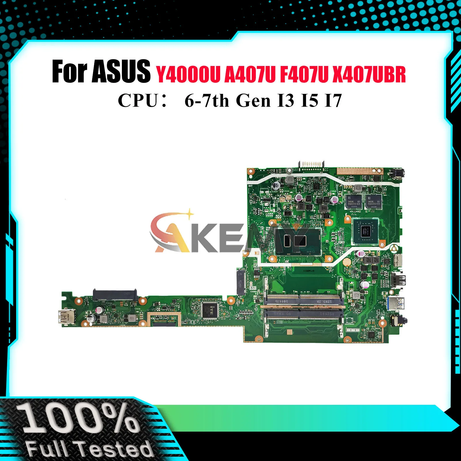 X407UBR Laptop Motherboard For ASUS VivoBook Y4000U X407UAR X407UB X407U F407U A407U X407UV X407UF Mainboard With I3 I5 I7 CPU
X407UBR Laptop Motherboard For ASUS VivoBook Y4000U X407UAR X407UB X407U F407U A407U X407UV X407UF Mainboard With I3 I5 I7 CPU