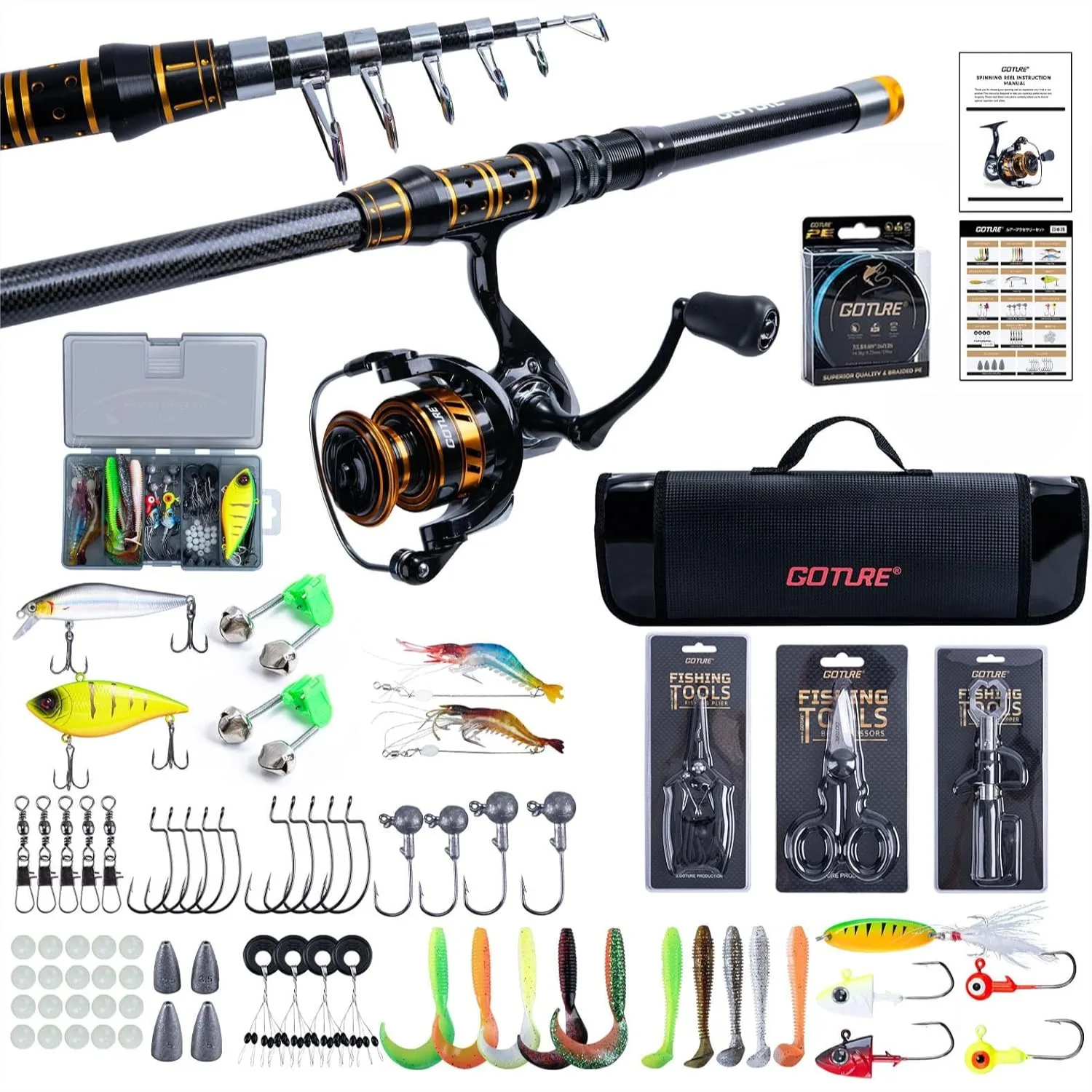 Fishing Rod and Reel Combo, Telescopic Fishing Pole Spinning Reel with Carrier Bag, Saltwater Freshwater Gear Kit for Starter
Fishing Rod and Reel Combo, Telescopic Fishing Pole Spinning Reel with Carrier Bag, Saltwater Freshwater Gear Kit for Starter