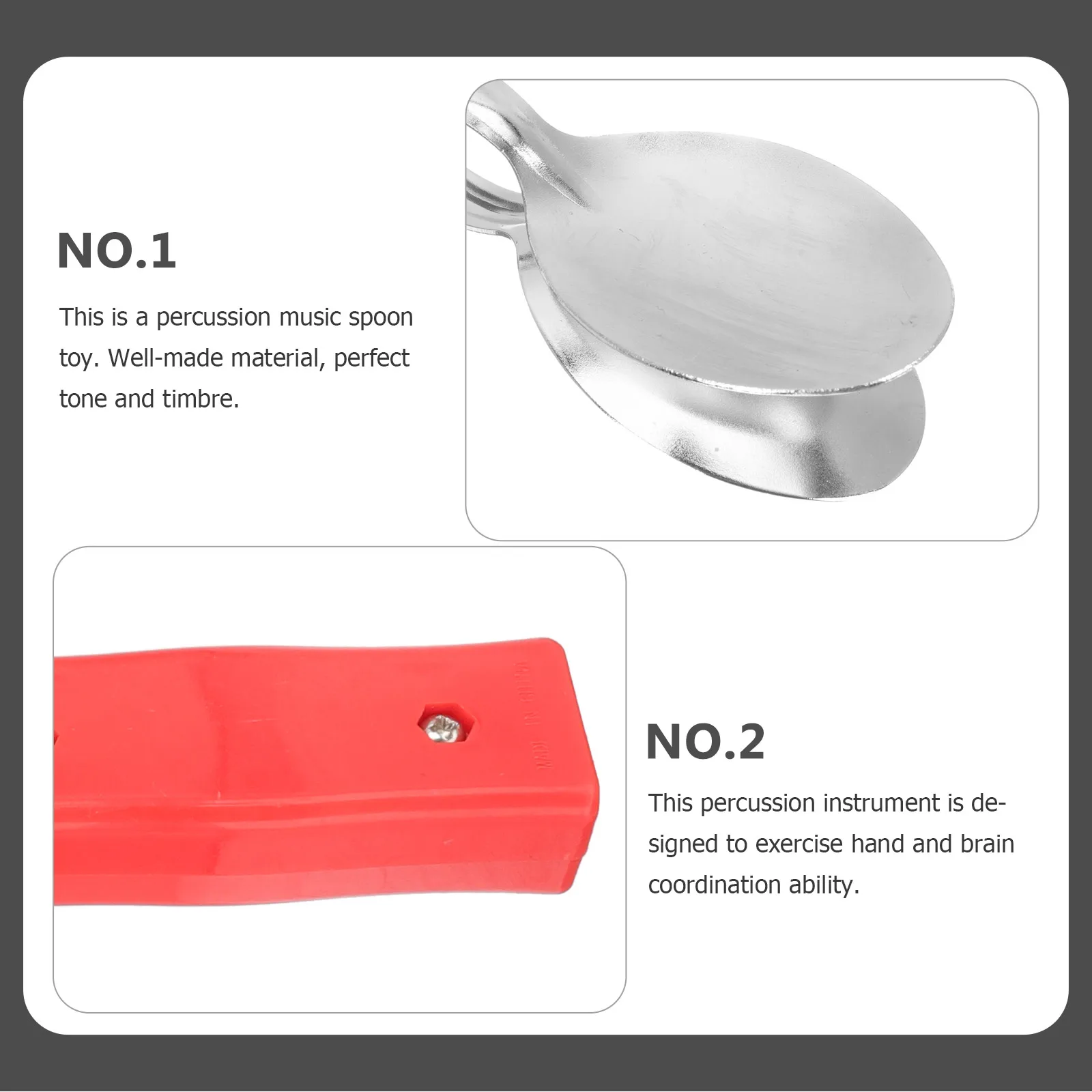 Musical Spoon Percussion Instrument 'S Music Education Rhythm Training Tool Stainless Steel Plastic Handle
Musical Spoon Percussion Instrument 'S Music Education Rhythm Training Tool Stainless Steel Plastic Handle