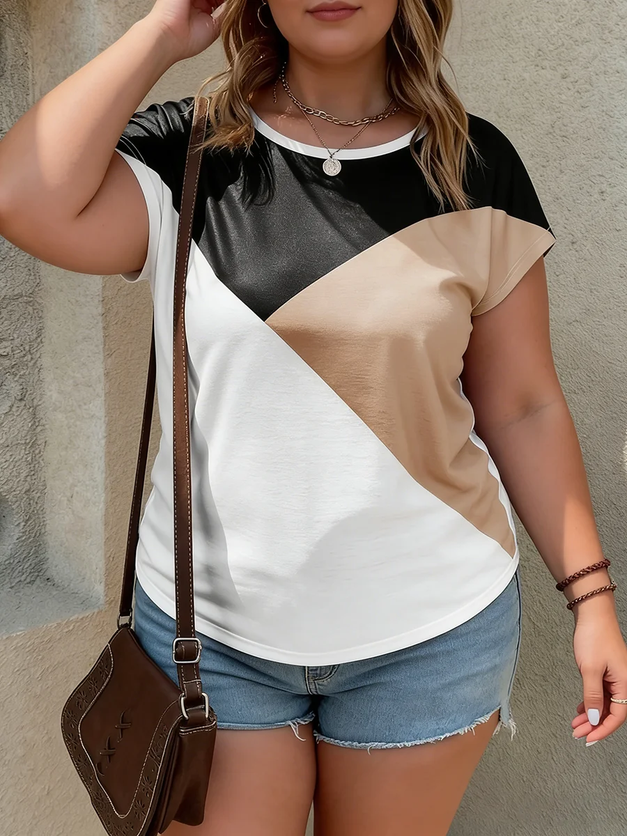 Plus Size Women's Color Block Round Neck T-shirt Cotton Blend Regular Fit Top Casual Spring Summer Denim Daily Light
Plus Size Women's Color Block Round Neck T-shirt Cotton Blend Regular Fit Top Casual Spring Summer Denim Daily Light