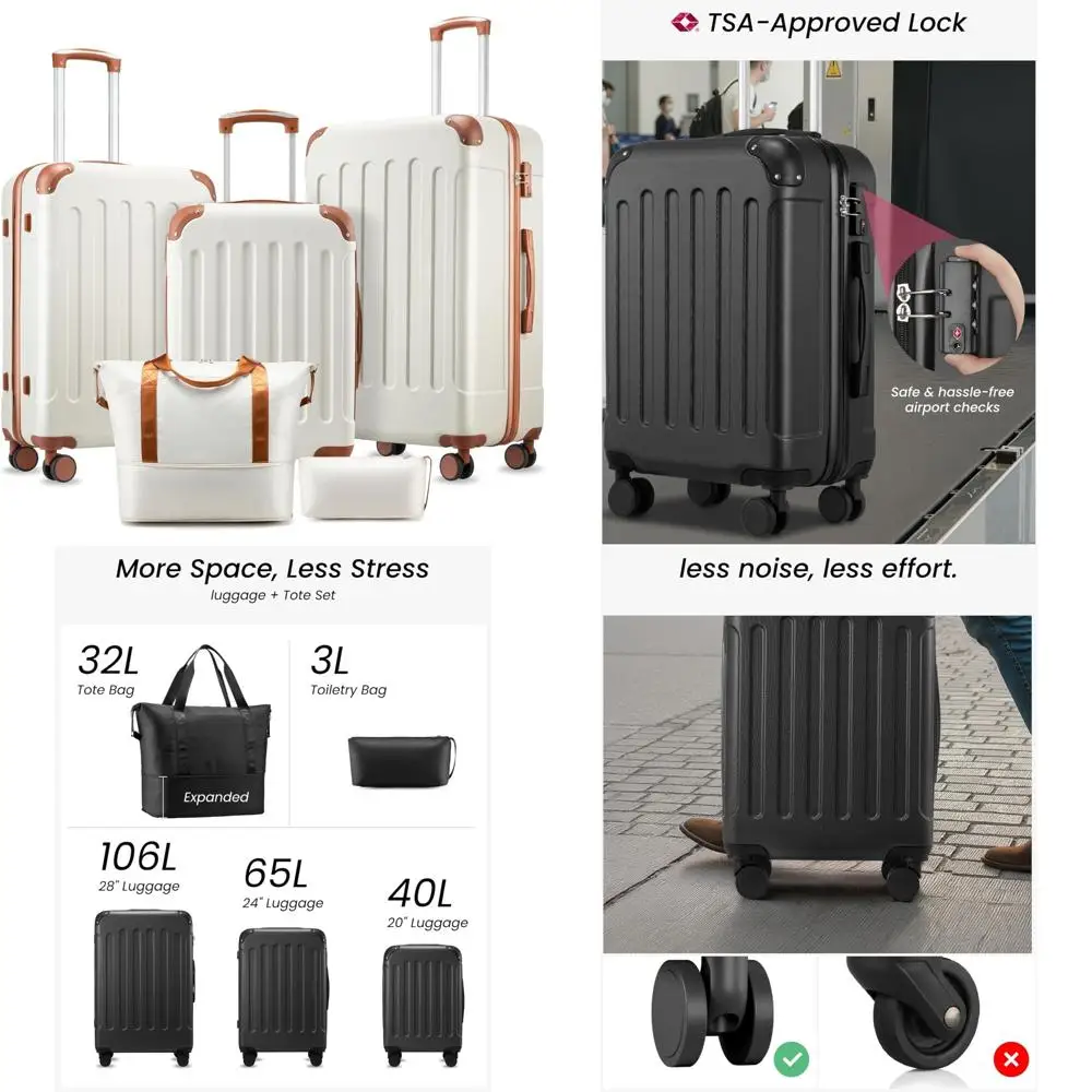 5-Piece Hardside Luggage Set with Wheels, TSA Approved, White and Brown Options, Travel-Friendly Suitcases
5-Piece Hardside Luggage Set with Wheels, TSA Approved, White and Brown Options, Travel-Friendly Suitcases