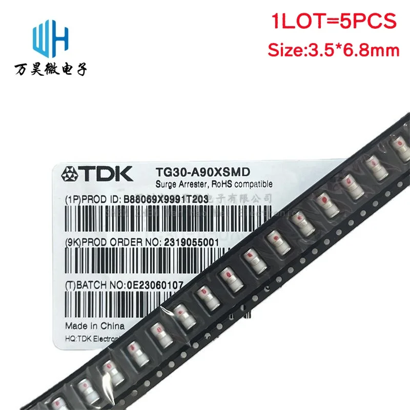 5PCS/LOT EPCOS TDK Ceramic gas discharge tube TG30-A90XSMD 3.5*6.8mm 90V B88069X9991T203 Surge protective
5PCS/LOT EPCOS TDK Ceramic gas discharge tube TG30-A90XSMD 3.5*6.8mm 90V B88069X9991T203 Surge protective