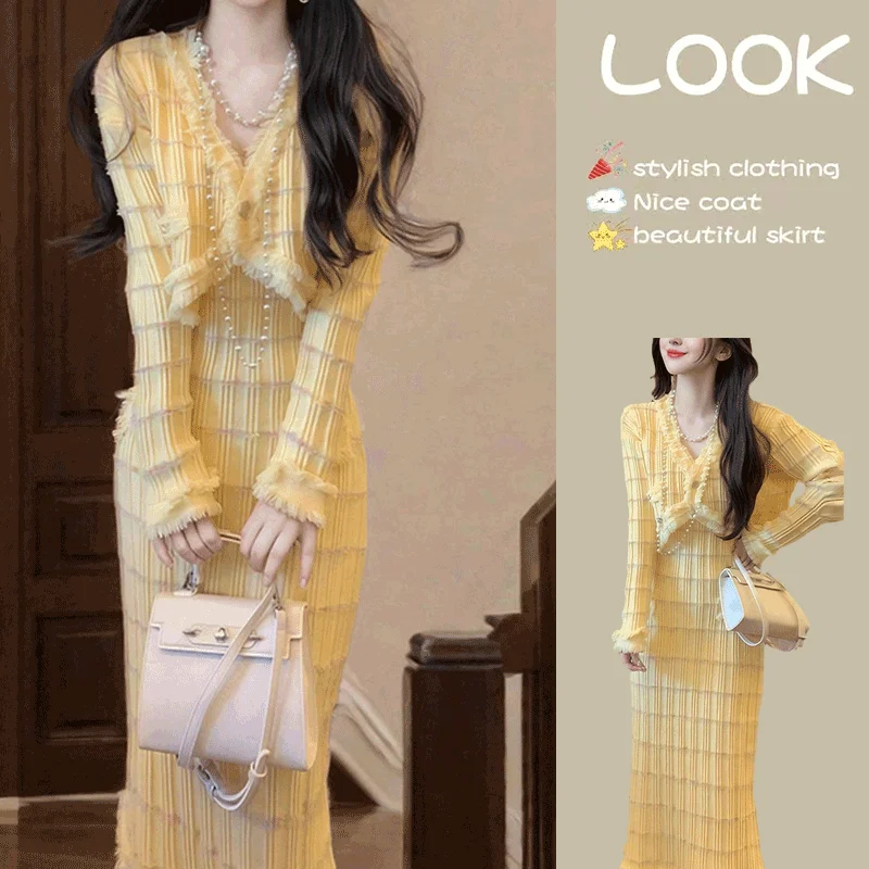 Elegant Fringe Jacket Strap Dress Set Rich Girl Whole Women's Fashion Set Winter Season French Style Three-Piece Ensemble
Elegant Fringe Jacket Strap Dress Set Rich Girl Whole Women's Fashion Set Winter Season French Style Three-Piece Ensemble