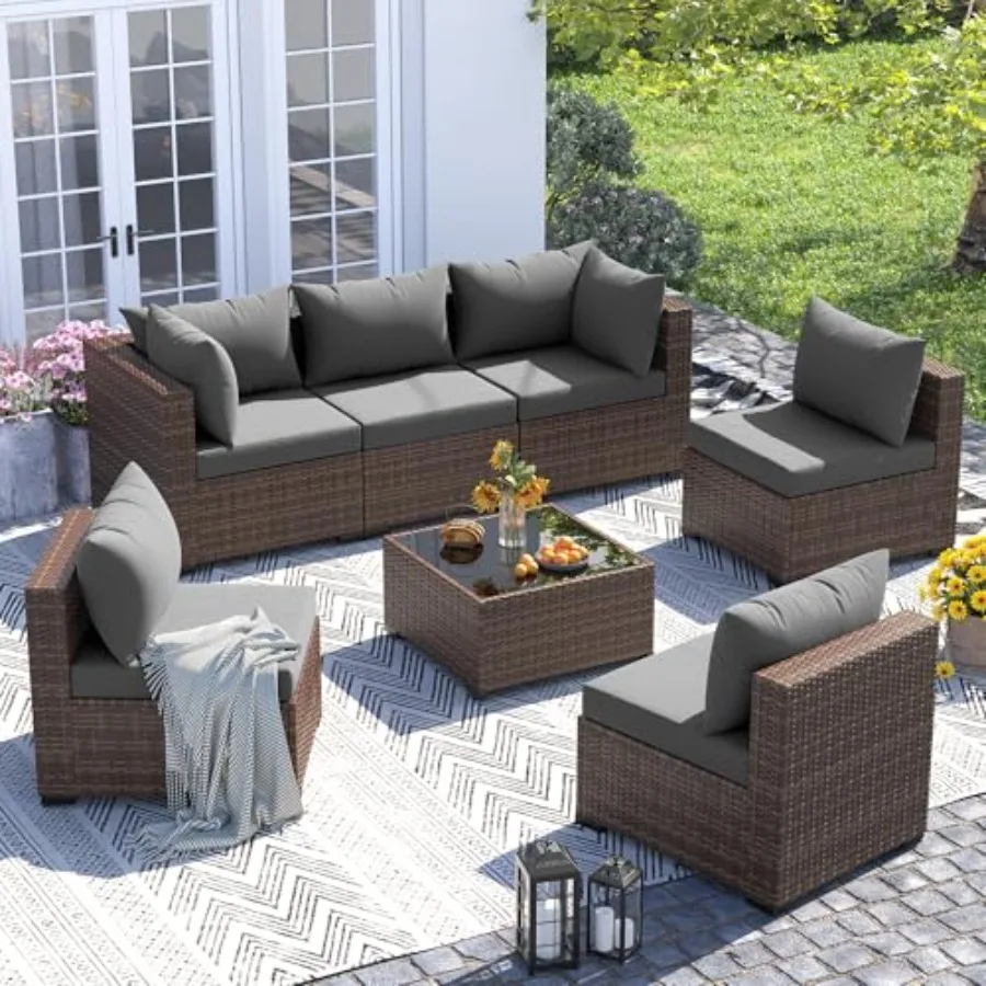 Garden and backyard furniture set: wicker sectional sofas with matching coffee table, beige color, weather-resistant natural ra
Garden and backyard furniture set: wicker sectional sofas with matching coffee table, beige color, weather-resistant natural ra