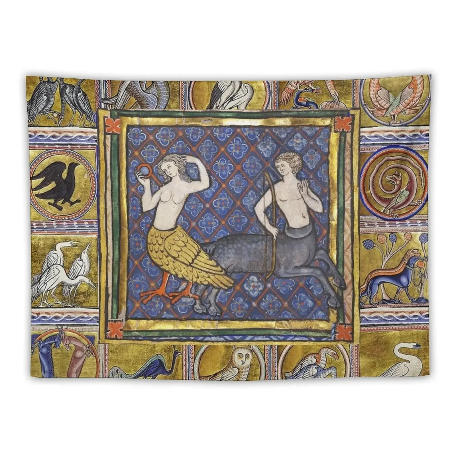MEDIEVAL BESTIARY,HARPY AND CENTAUR, FANTASTIC ANIMALS IN GOLD RED BLUE COLORS Tapestry Home Decor Accessories Tapestry
MEDIEVAL BESTIARY,HARPY AND CENTAUR, FANTASTIC ANIMALS IN GOLD RED BLUE COLORS Tapestry Home Decor Accessories Tapestry
