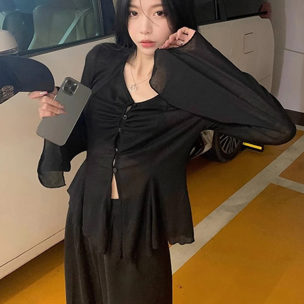 Fashion Solid Top Trumpet Sleeve Top Casual Outings Regular Length Slight Stretch Material Solid Color Pattern
Fashion Solid Top Trumpet Sleeve Top Casual Outings Regular Length Slight Stretch Material Solid Color Pattern