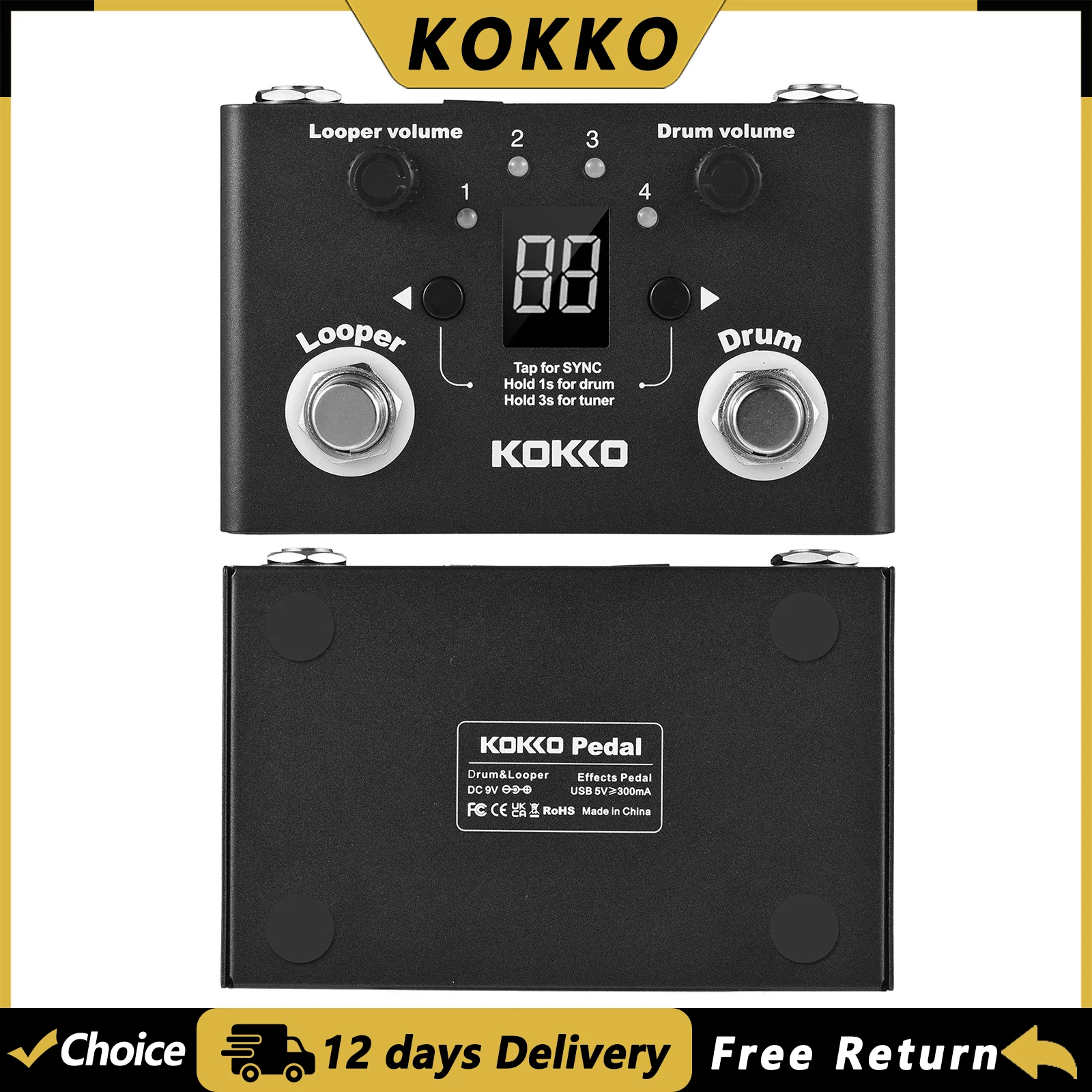 KOKKO FLD-1 Drum Machine & Looper Pedal Guitar Effect Pedal Digital Tuner Multifunctional Phrase Loop Recording Compact Pedal
KOKKO FLD-1 Drum Machine & Looper Pedal Guitar Effect Pedal Digital Tuner Multifunctional Phrase Loop Recording Compact Pedal
