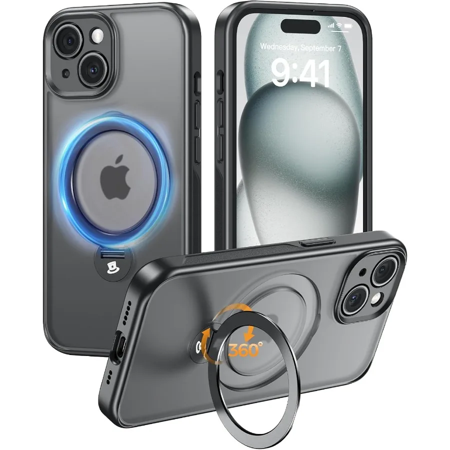 Designed for iPhone 15 Case 6.1'' with 360 Rotatable Magnetic Metal Stand for Enhanced Military Drop Protection
Designed for iPhone 15 Case 6.1'' with 360 Rotatable Magnetic Metal Stand for Enhanced Military Drop Protection