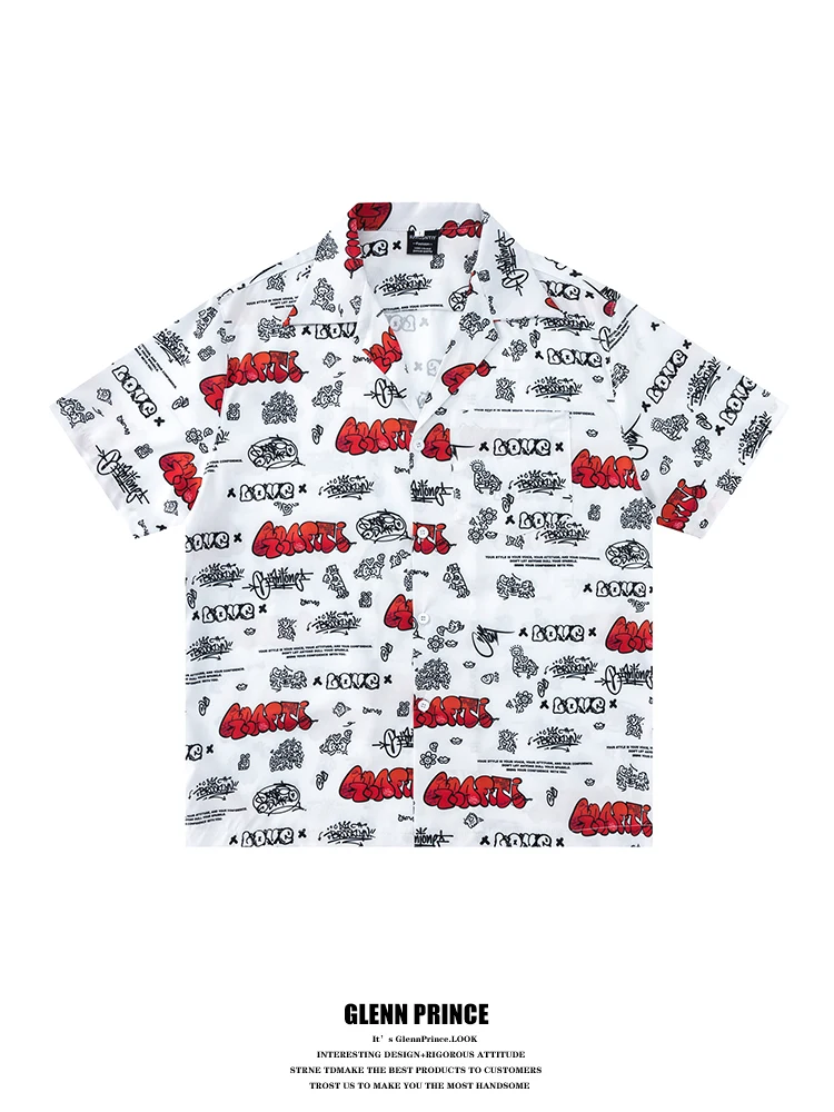 GPstudio American Street Graffiti Print Cuban Collar Short Sleeve Men's Summer Loose Beach Shirt Breathable Polyester Fiber
GPstudio American Street Graffiti Print Cuban Collar Short Sleeve Men's Summer Loose Beach Shirt Breathable Polyester Fiber