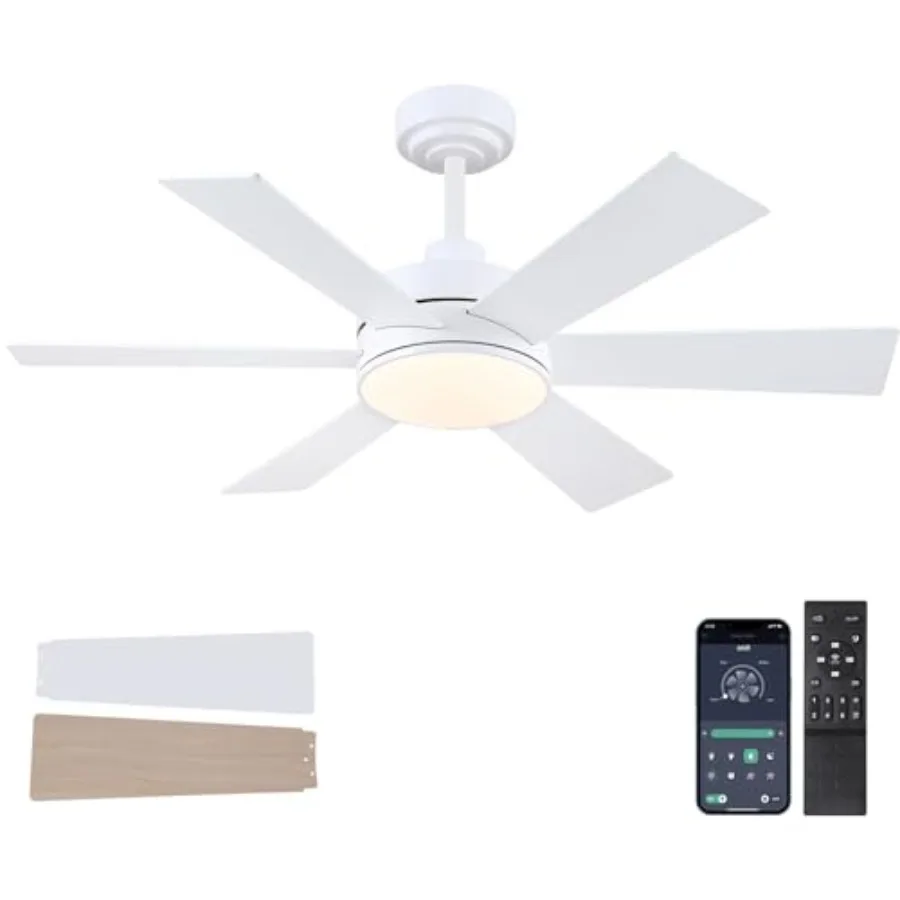 Ceiling Fans with Lights, Ceiling Fan with Remote APP, Dual-Sided Modern/Rustic 6 Blades, Reversible, 3CCT, Sloped Flush Mount
Ceiling Fans with Lights, Ceiling Fan with Remote APP, Dual-Sided Modern/Rustic 6 Blades, Reversible, 3CCT, Sloped Flush Mount