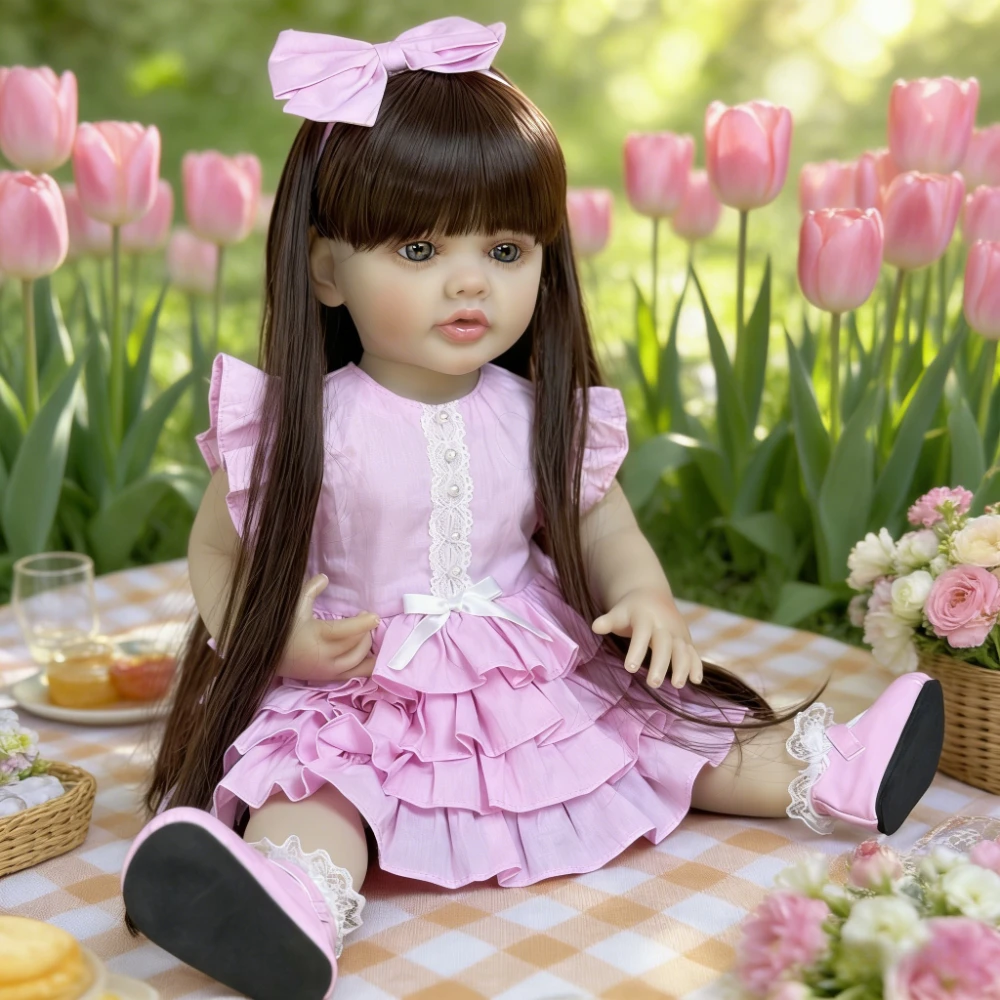 BZDOLL 55cm 22in Full Vinyl Reborn Doll, Long Brown Hair Princess, Comes with Pacifier & Bottle, Handmade Lovely Birthday Gift
BZDOLL 55cm 22in Full Vinyl Reborn Doll, Long Brown Hair Princess, Comes with Pacifier & Bottle, Handmade Lovely Birthday Gift
