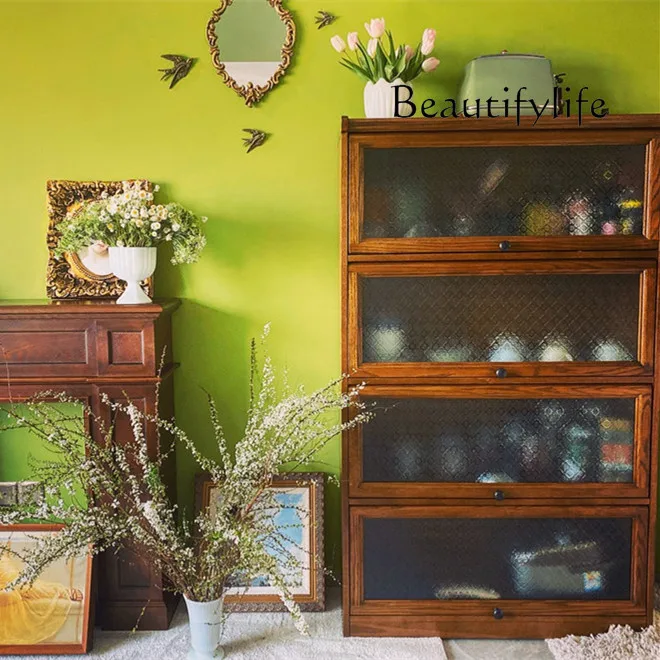 Nordic solid wood bookcase American living room display case Simple modern glass storage locker
Nordic solid wood bookcase American living room display case Simple modern glass storage locker