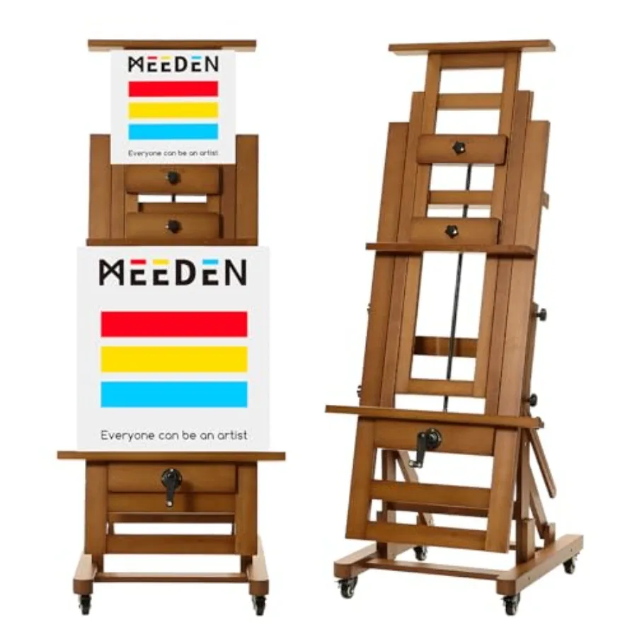 Extra-Large H Frame Easel for studio use, solid beech wood, natural wood color, heavy-duty crank-adjustable tilting and movable
Extra-Large H Frame Easel for studio use, solid beech wood, natural wood color, heavy-duty crank-adjustable tilting and movable