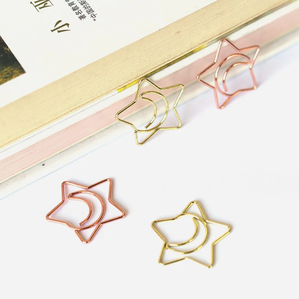 100pcs Star Shaped Paper Clips 25mm Moon Shape Rose Gold Office School Supplies Metal Decorative Pins For Photos Files Memos
100pcs Star Shaped Paper Clips 25mm Moon Shape Rose Gold Office School Supplies Metal Decorative Pins For Photos Files Memos