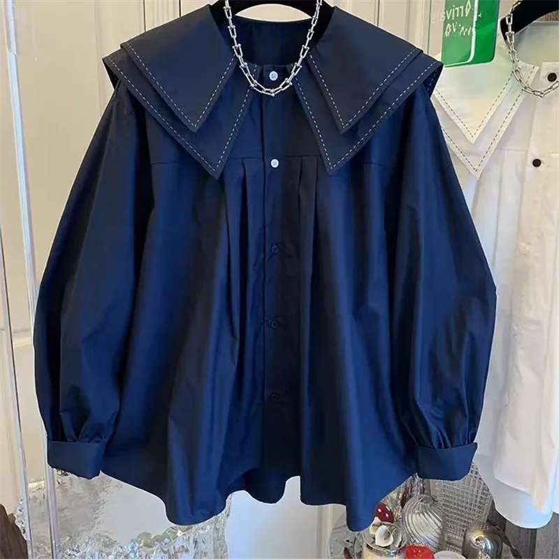 Fashion Doll Collar Lantern Sleeve Shirt Women 2026 New Spring Vintage Pleated Jean Blouse Female Loose Cowboy Shirts Tops B1377
Fashion Doll Collar Lantern Sleeve Shirt Women 2026 New Spring Vintage Pleated Jean Blouse Female Loose Cowboy Shirts Tops B1377
