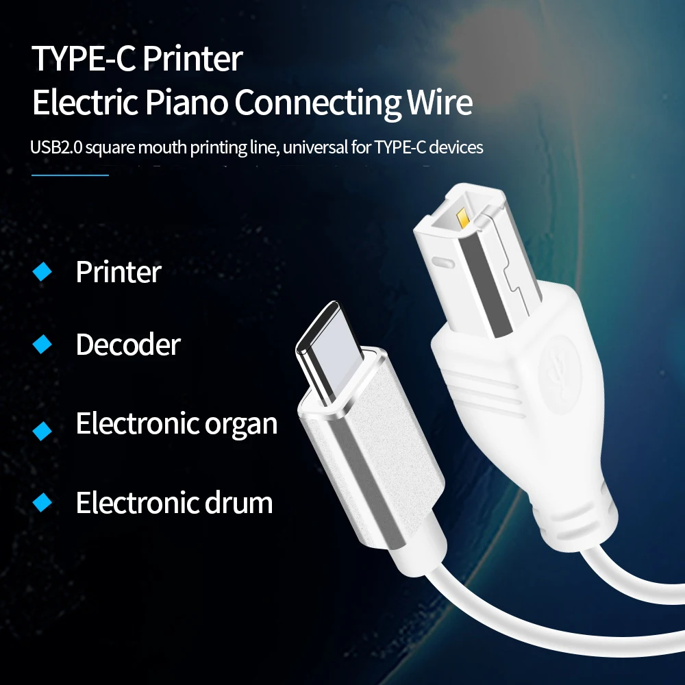 USB Type-C to USB 2.0 Square Port Printer Cable for Computer Laptop Phone Printer Scanner Electric Piano USB Cable 1M/2M/3M
USB Type-C to USB 2.0 Square Port Printer Cable for Computer Laptop Phone Printer Scanner Electric Piano USB Cable 1M/2M/3M