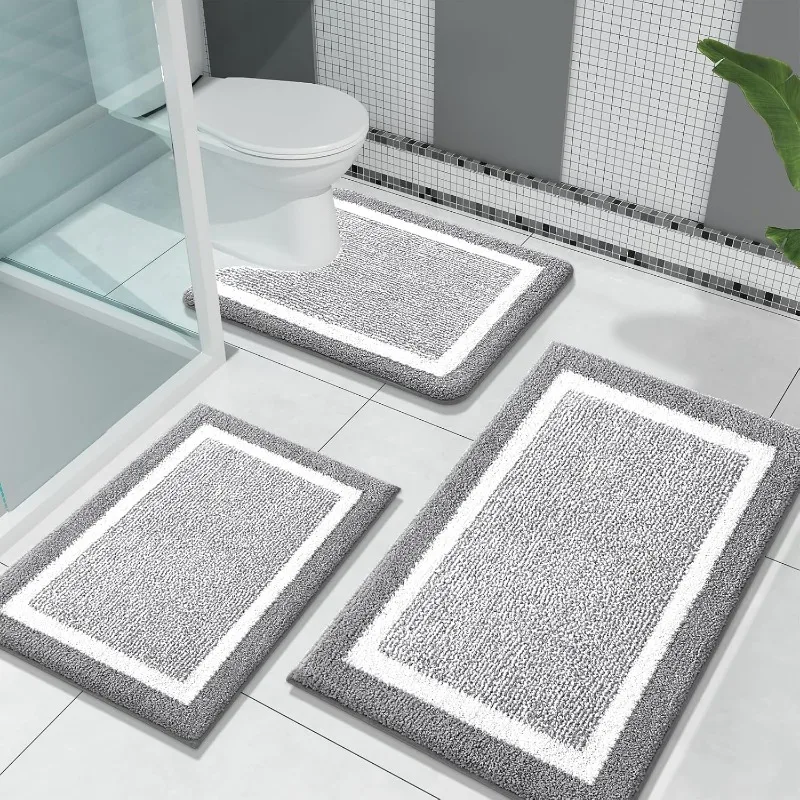 Bathroom Rugs Sets 3 Piece, Soft Absorbent Microfiber Bath Mats and U-Shaped Contour Toilet Rug, Home Decor Accessories
Bathroom Rugs Sets 3 Piece, Soft Absorbent Microfiber Bath Mats and U-Shaped Contour Toilet Rug, Home Decor Accessories