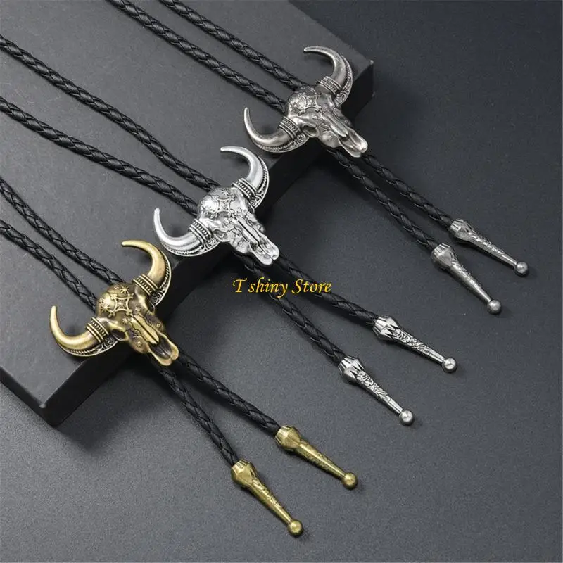 N58F Stylish Western Bullhead Bolo Tie Necklace Adjustable PU Leather Cord Necktie Unique Accessory For Casual Or Prom
N58F Stylish Western Bullhead Bolo Tie Necklace Adjustable PU Leather Cord Necktie Unique Accessory For Casual Or Prom