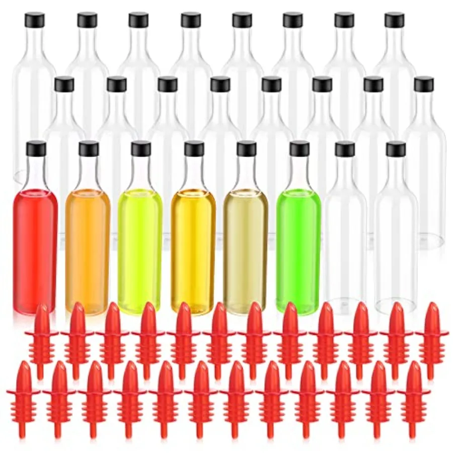 24 Pcs Long Neck Plastic Bottles with Pourer 25 oz Empty Clear Wine Liquor Bottles Pour with 24 Pourers for Home Party Bar Kitc
24 Pcs Long Neck Plastic Bottles with Pourer 25 oz Empty Clear Wine Liquor Bottles Pour with 24 Pourers for Home Party Bar Kitc