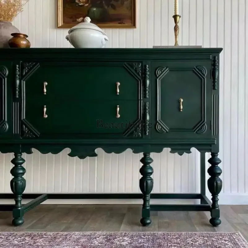 yj21American Country Style Solid Wood Vintage Distressed Sideboard French Living Room Natural Wood Carved Entryway Cabinet
yj21American Country Style Solid Wood Vintage Distressed Sideboard French Living Room Natural Wood Carved Entryway Cabinet