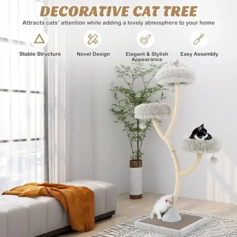 70 Inch Tall Cat Tree 4-Layer Cat Tower with 3 Perches and Dangling Balls-Gray
70 Inch Tall Cat Tree 4-Layer Cat Tower with 3 Perches and Dangling Balls-Gray