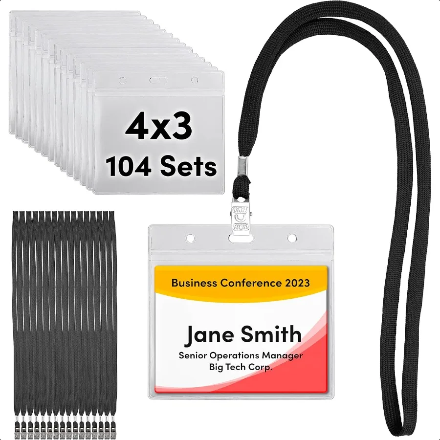 104 52 Qty Sets Badge Holders with Lanyards Name Tag Holders and Lanyards 4x3 Size Quick Load No Zipper Name Tag Badge id Holde
104 52 Qty Sets Badge Holders with Lanyards Name Tag Holders and Lanyards 4x3 Size Quick Load No Zipper Name Tag Badge id Holde