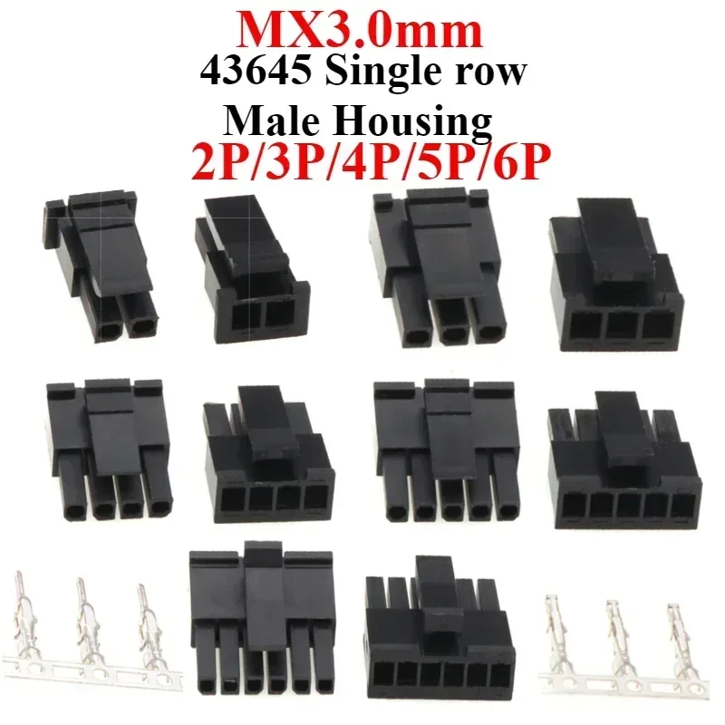 50Pcs/lot MX3.0mm Micro-Fit 3.0 Connector Receptacle Housing 2P/3P/4P/5P/6P Circuit Plug House Terminal 43640 43645 MX3.0mm
50Pcs/lot MX3.0mm Micro-Fit 3.0 Connector Receptacle Housing 2P/3P/4P/5P/6P Circuit Plug House Terminal 43640 43645 MX3.0mm